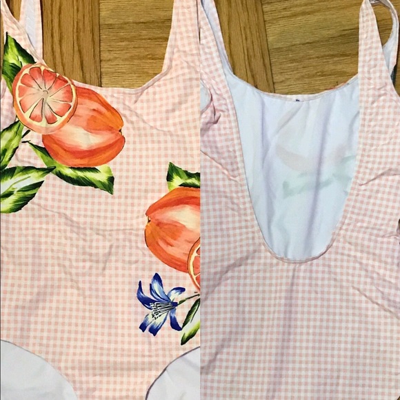 Anthropologie Onia Onepiece Swimsuit Orange Plaid - Picture 5 of 5